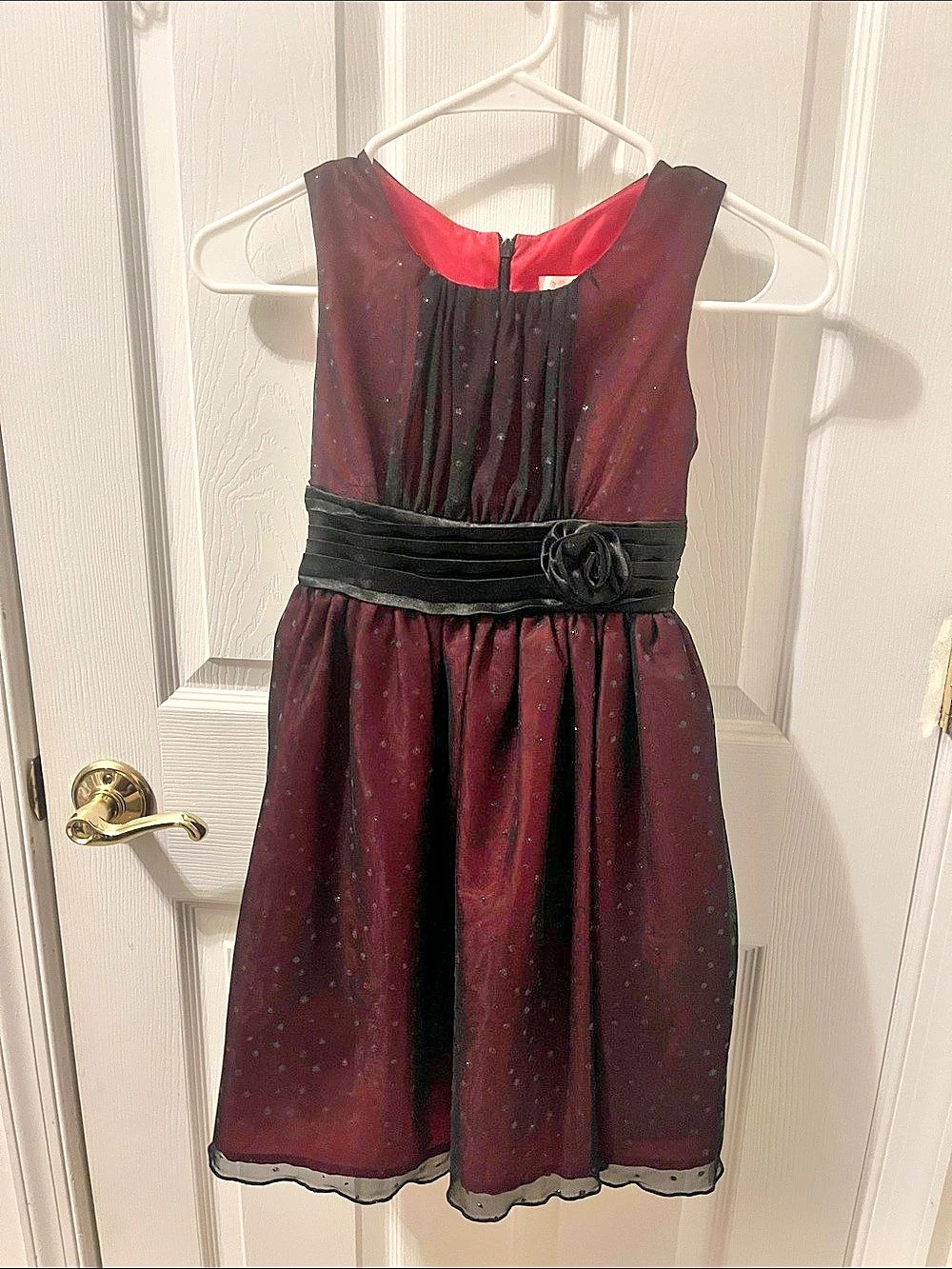 Cherokee Girls Burgundy & Black tulle Dress